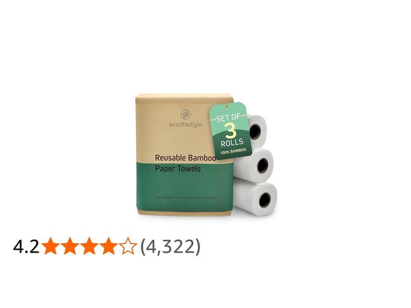 Ecolifestyle Bamboo Paper Towels (3 Rolls) — eco-friendly alternative to disposable paper towels